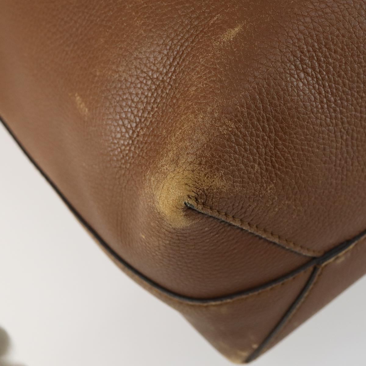 GUCCI Tote Bag Leather Brown Silver Auth 160133
