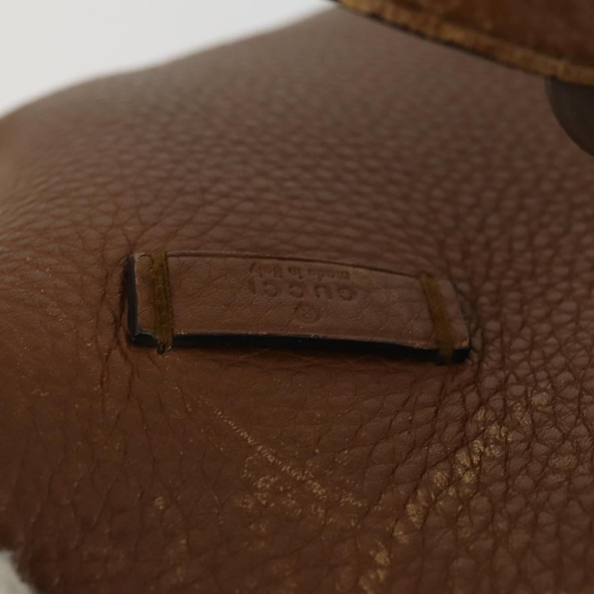 GUCCI Tote Bag Leather Brown Silver Auth 160133