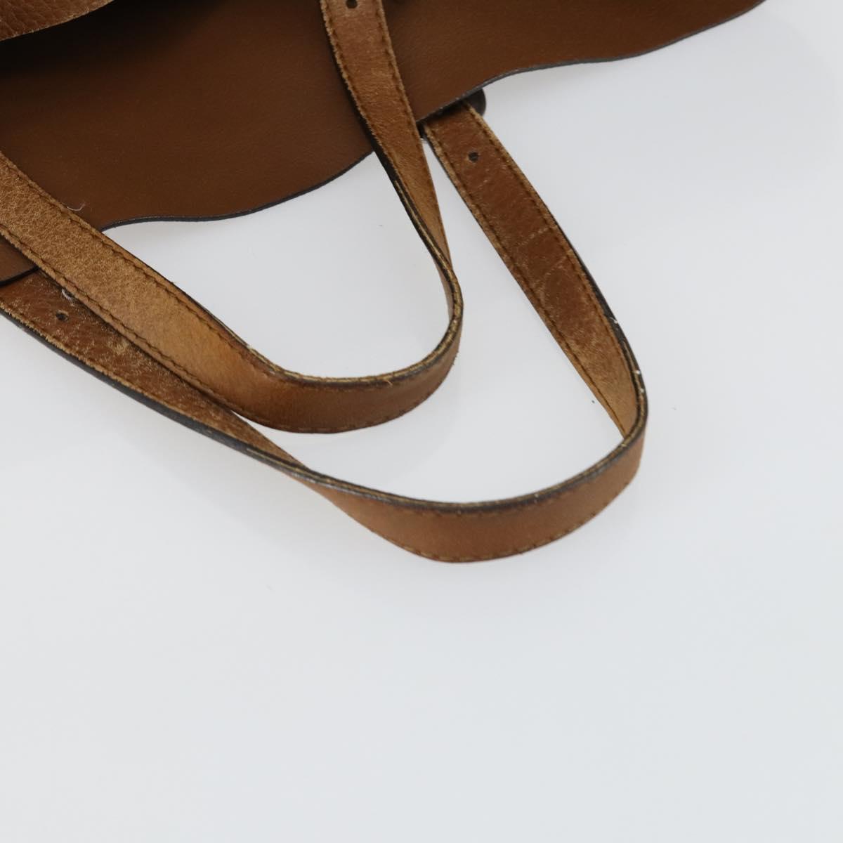 GUCCI Tote Bag Leather Brown Silver Auth 160133