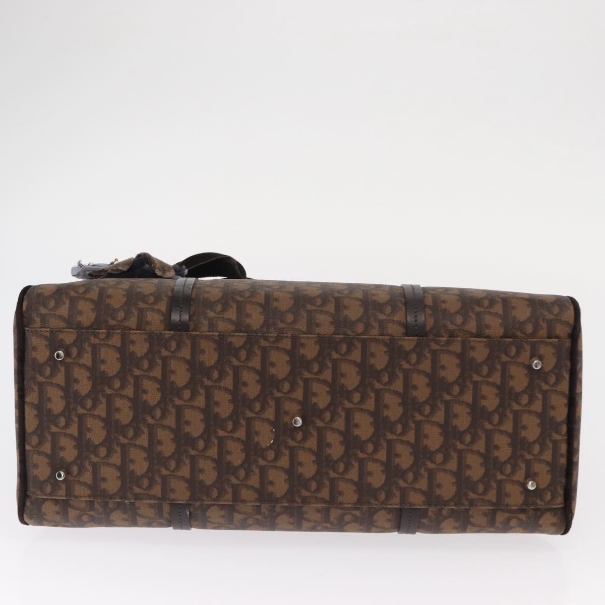 Christian Dior Romantic Trotter Canvas Hand Bag PVC Brown Silver Auth 160136V