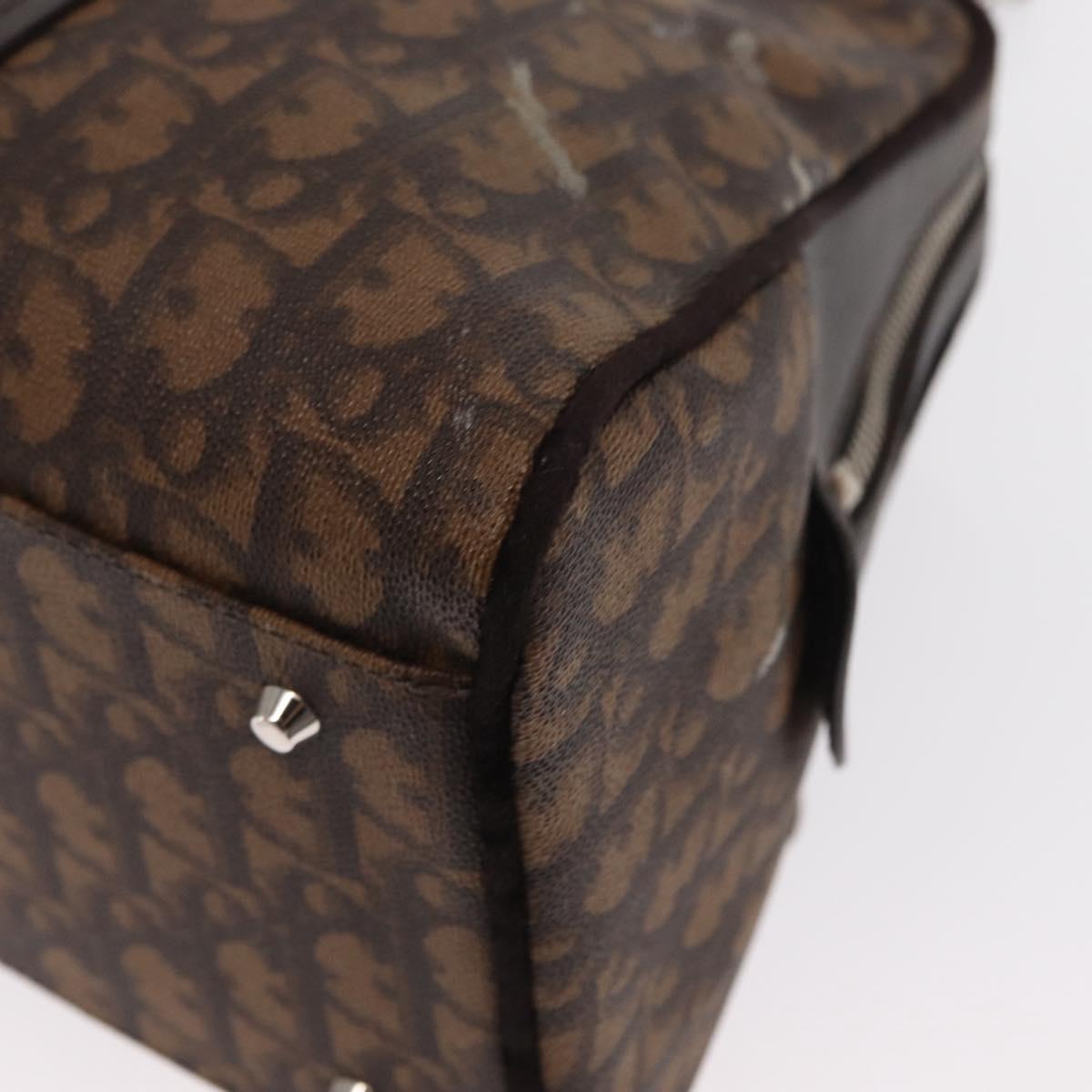 Christian Dior Romantic Trotter Canvas Hand Bag PVC Brown Silver Auth 160136V