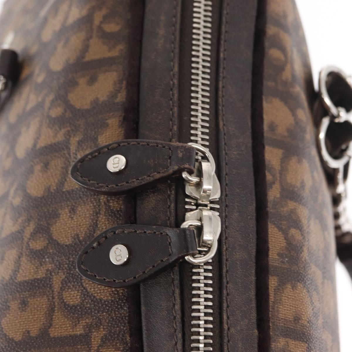 Christian Dior Romantic Trotter Canvas Hand Bag PVC Brown Silver Auth 160136V