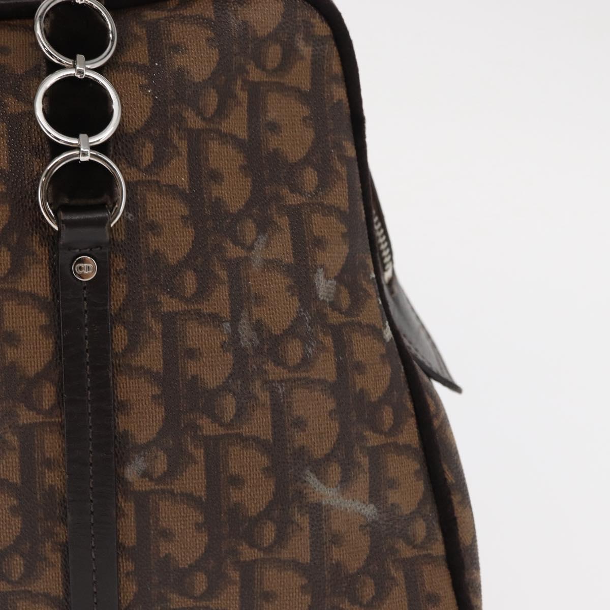 Christian Dior Romantic Trotter Canvas Hand Bag PVC Brown Silver Auth 160136V
