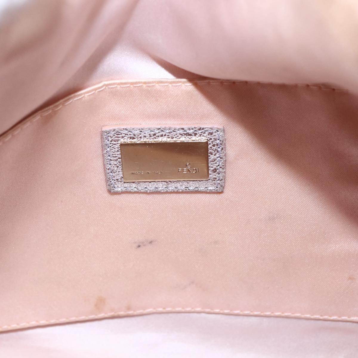 FENDI Zucchino Canvas Hand Bag Silver Auth 160139