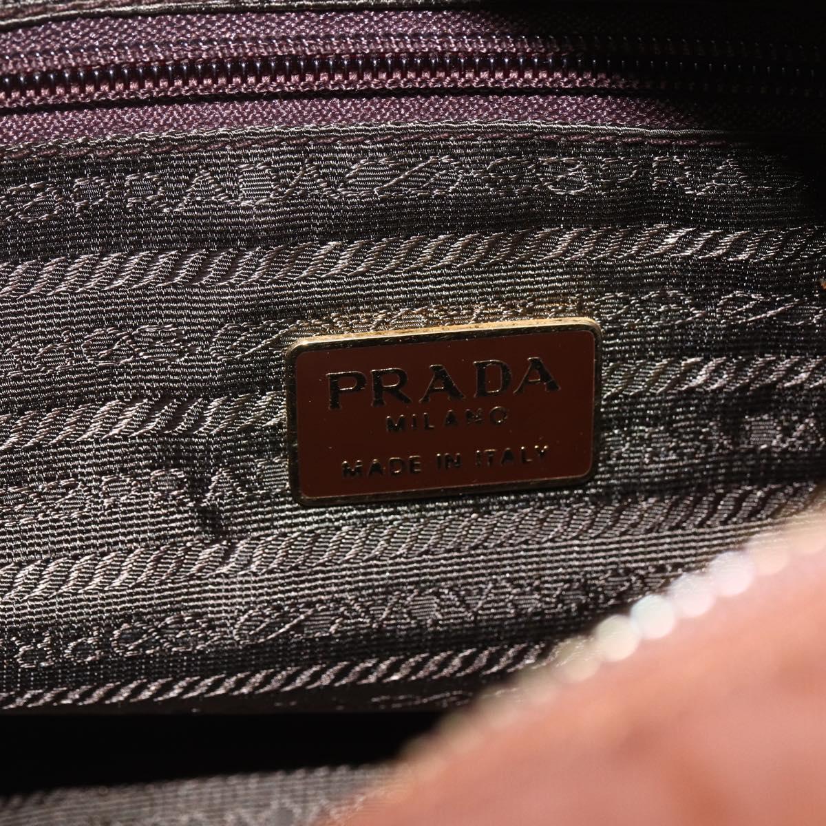 PRADA Chain Quilted Shoulder Bag Nylon Brown Gold Auth 160140