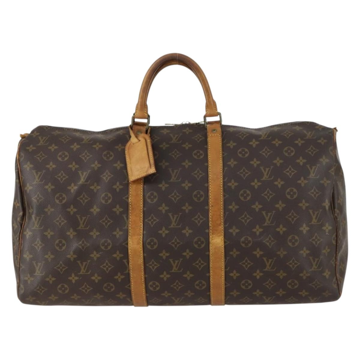 LOUIS VUITTON Monogram Keepall 55 Boston Bag M41424 LV Auth 160147