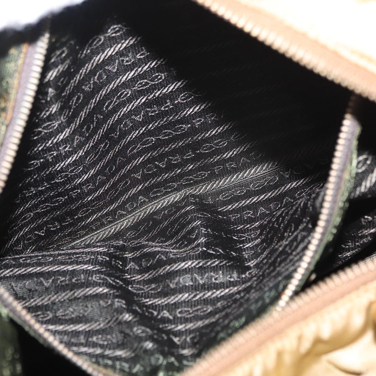 PRADA Shoulder Bag Nylon Beige Gold Auth 160150