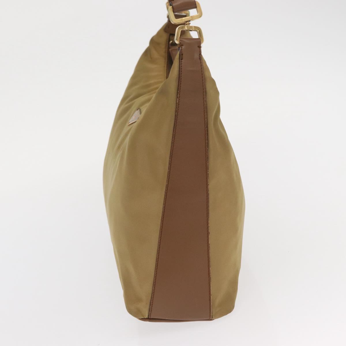 PRADA Shoulder Bag Nylon Beige Gold Auth 160150