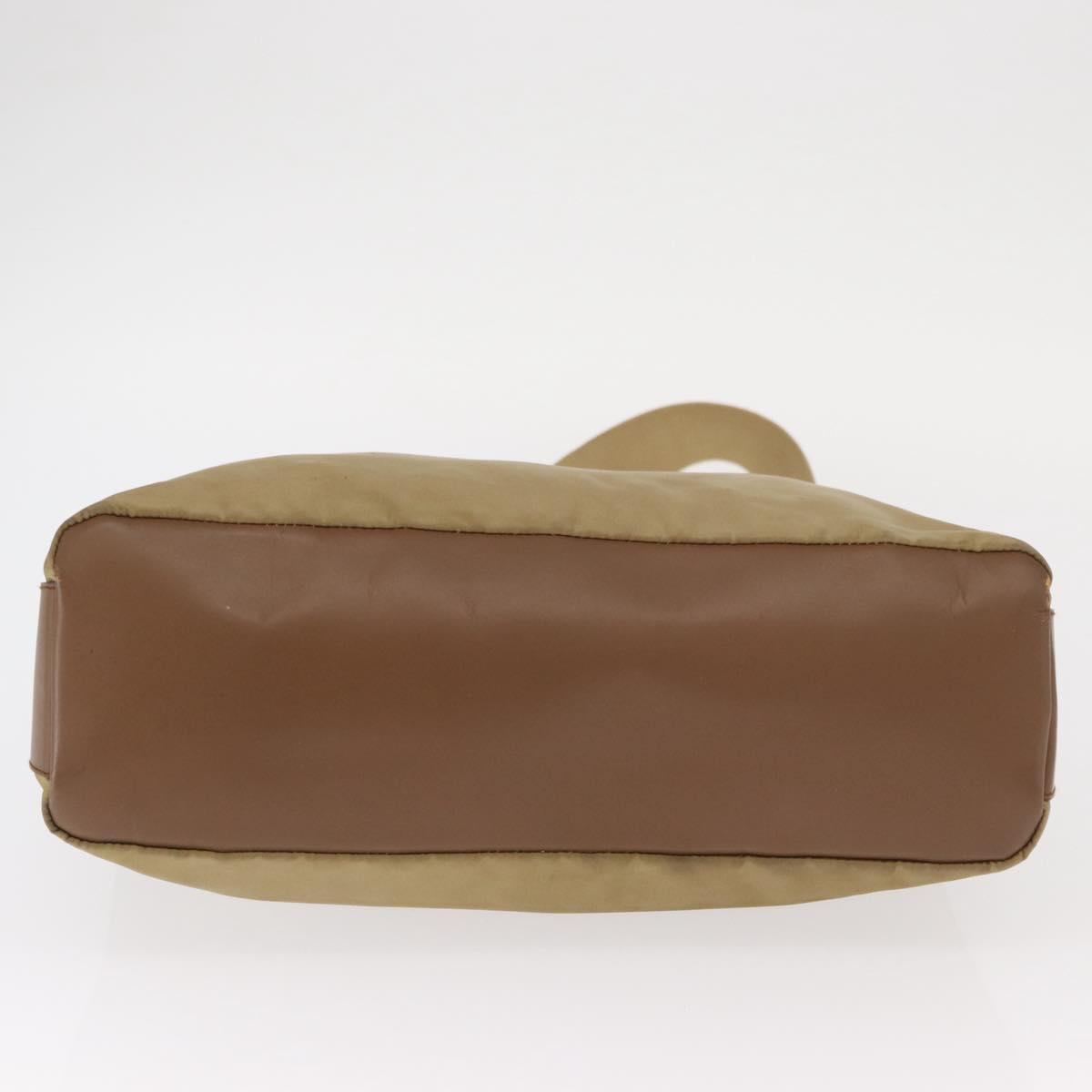 PRADA Shoulder Bag Nylon Beige Gold Auth 160150