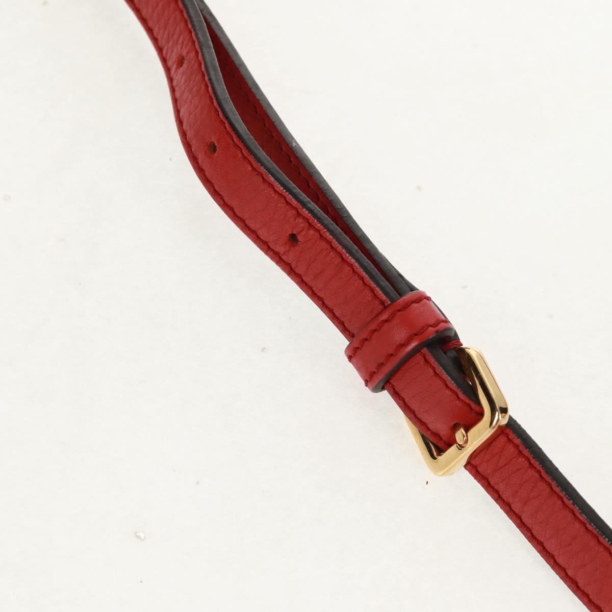 LOEWE Hand Bag Leather 2way Red Gold Auth 160175