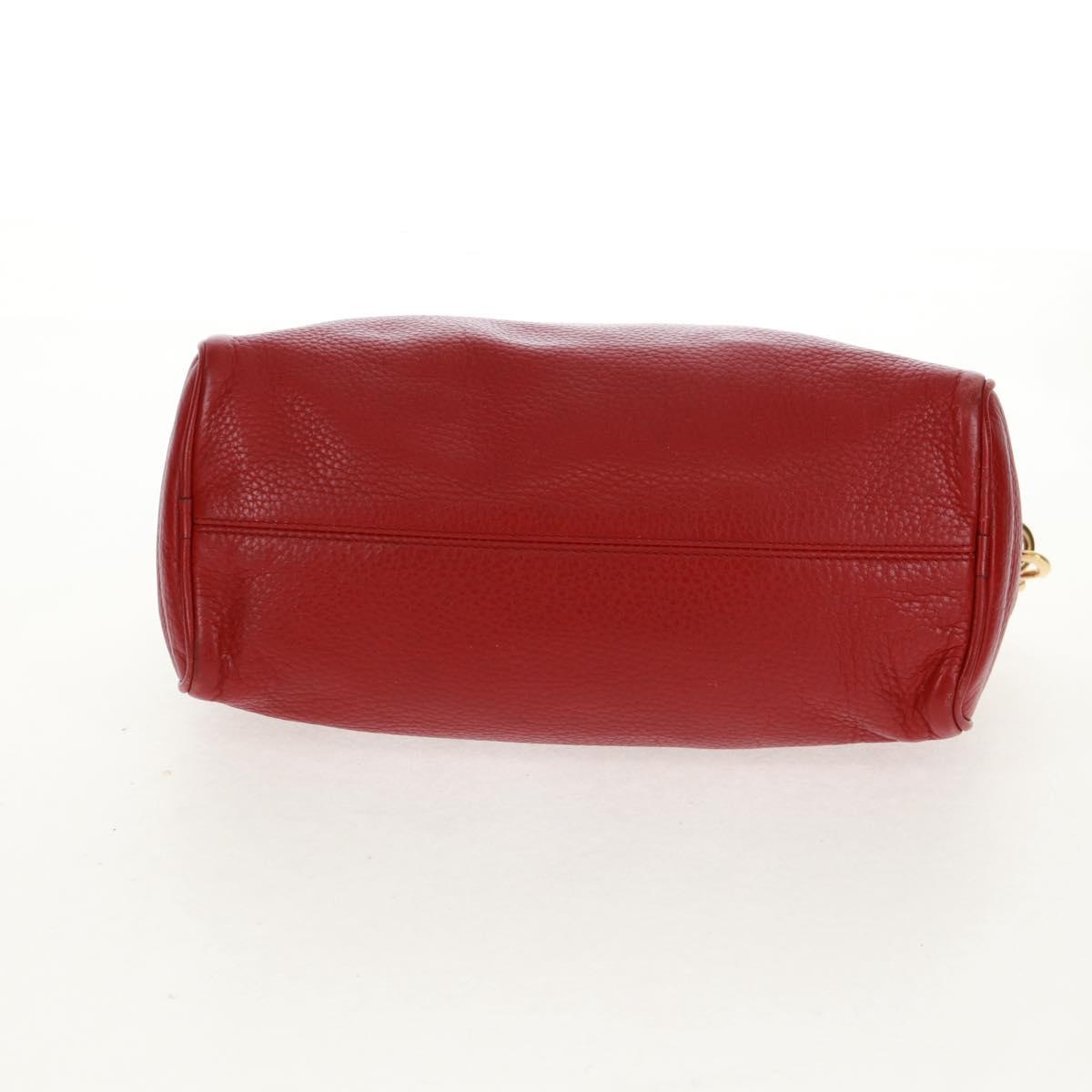 LOEWE Hand Bag Leather 2way Red Gold Auth 160175
