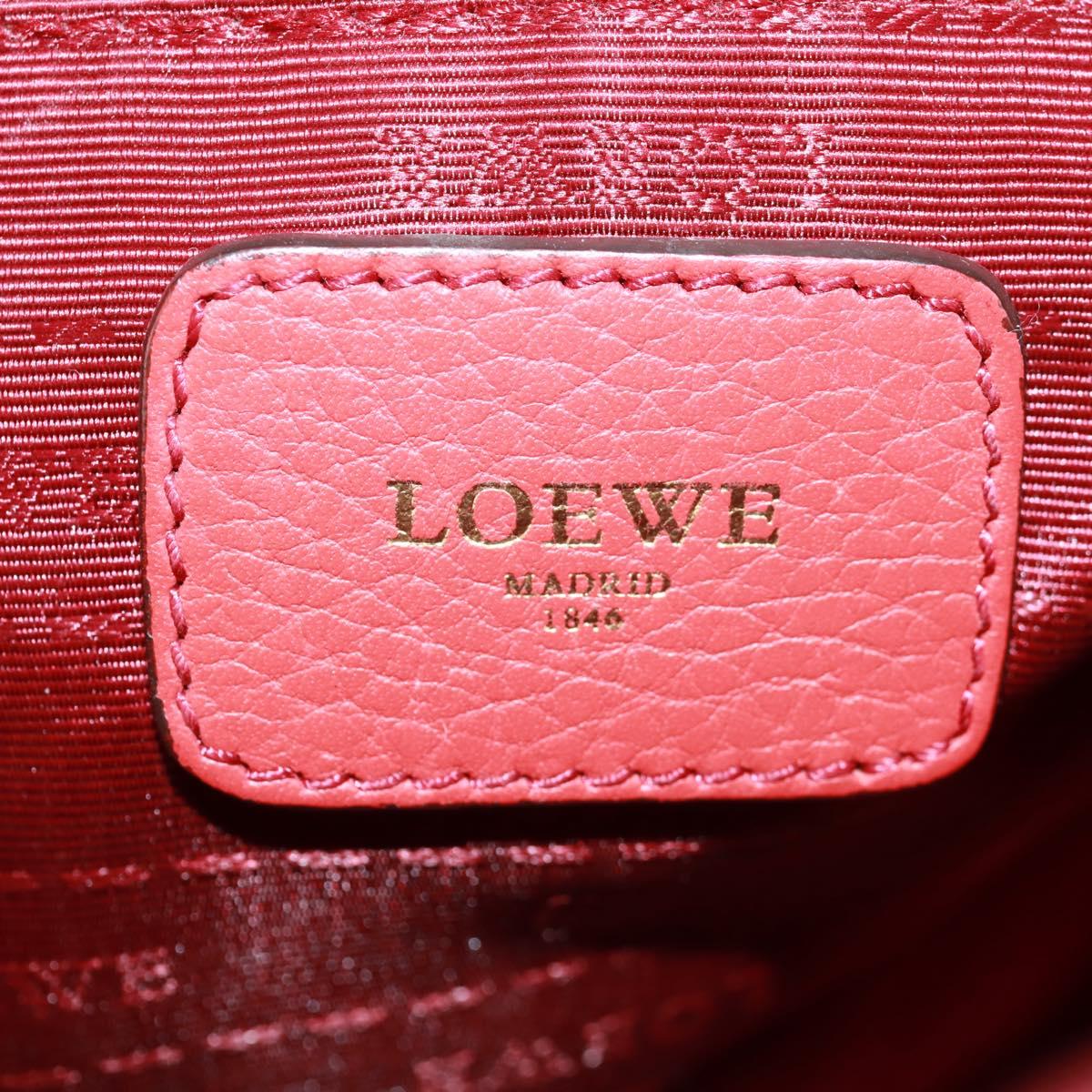 LOEWE Hand Bag Leather 2way Red Gold Auth 160175