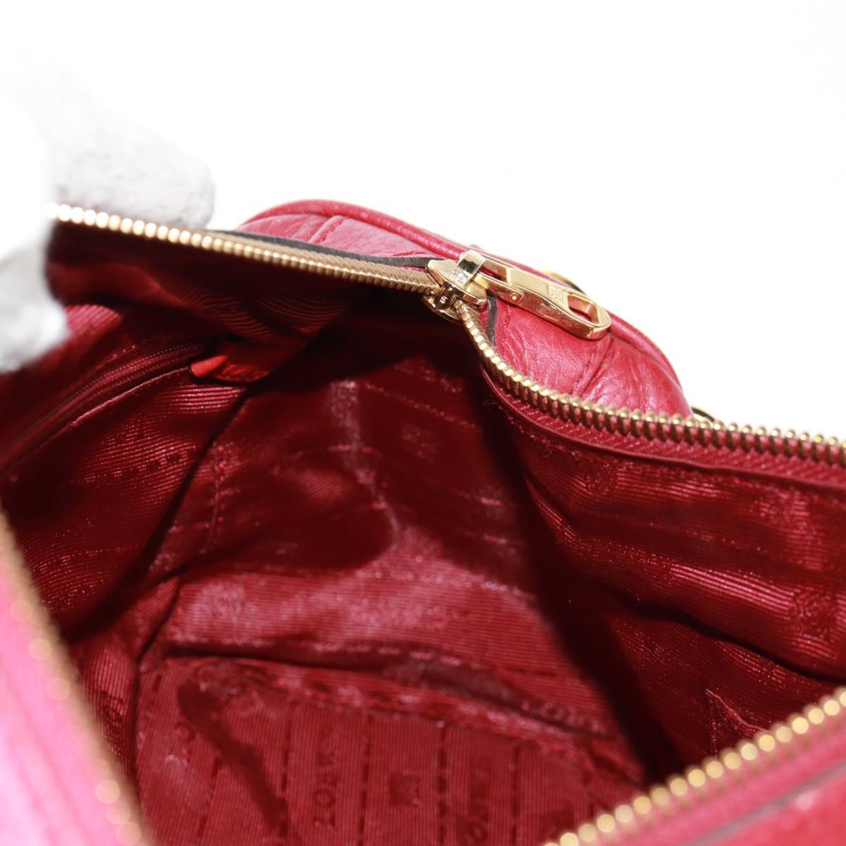 LOEWE Hand Bag Leather 2way Red Gold Auth 160175