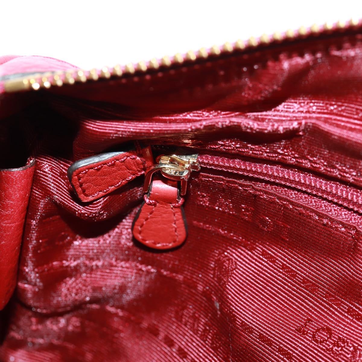 LOEWE Hand Bag Leather 2way Red Gold Auth 160175