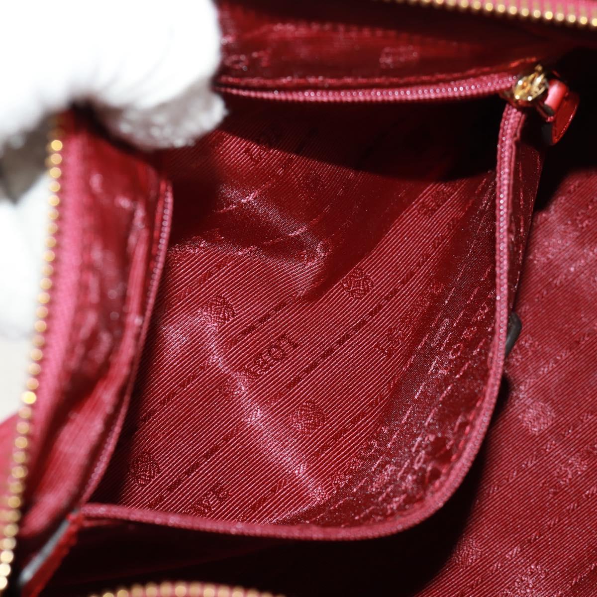 LOEWE Hand Bag Leather 2way Red Gold Auth 160175