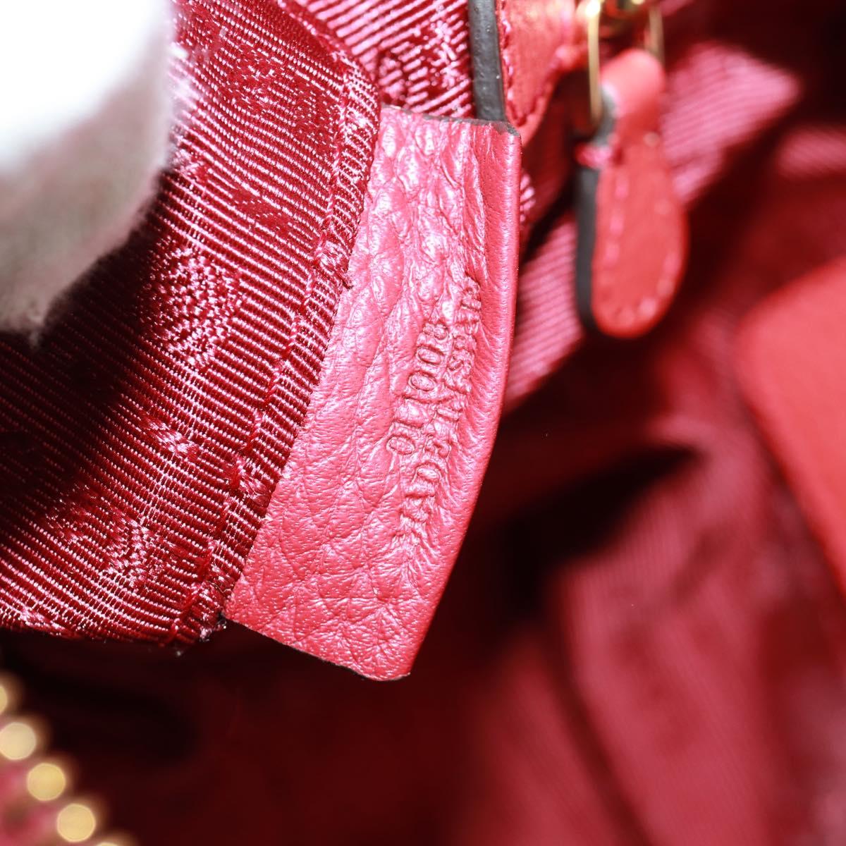 LOEWE Hand Bag Leather 2way Red Gold Auth 160175
