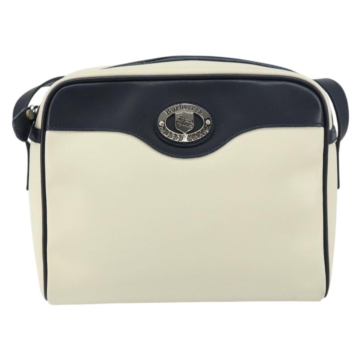 Burberrys Shoulder Bag Leather White Auth 160176
