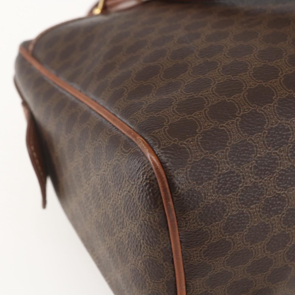 CELINE Macadam Canvas Hand Bag PVC Leather Brown Gold Auth 160202