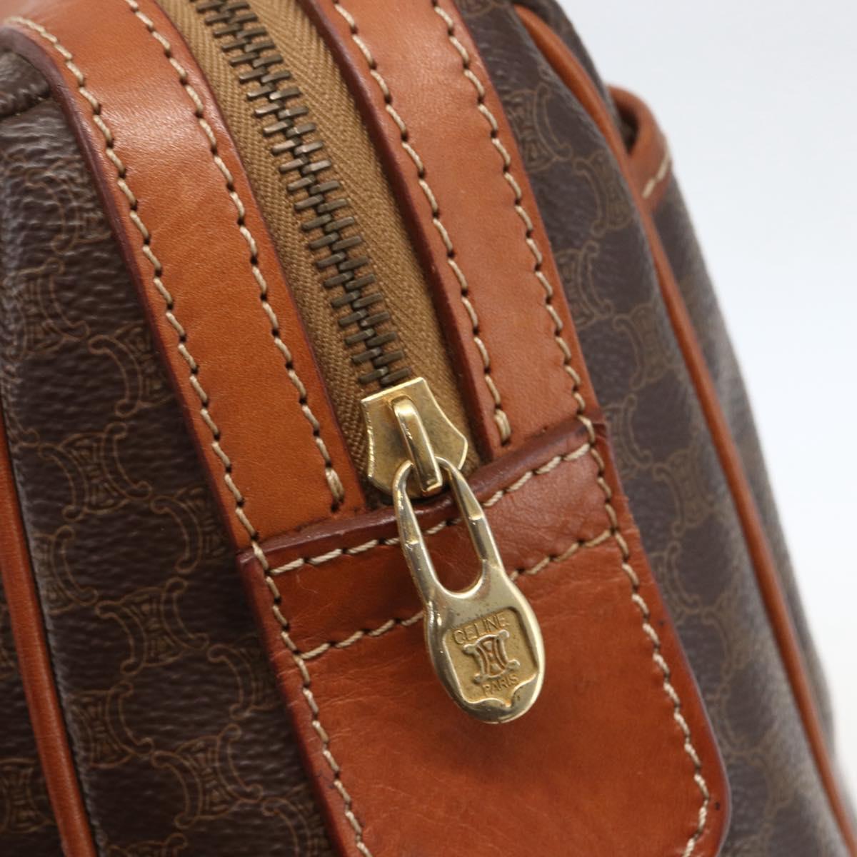 CELINE Macadam Canvas Hand Bag PVC Leather Brown Gold Auth 160202