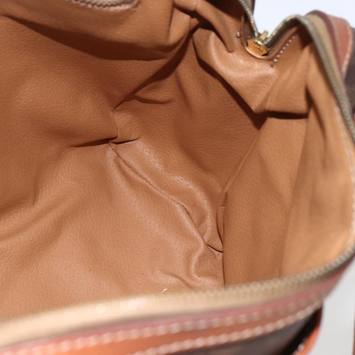 CELINE Macadam Canvas Hand Bag PVC Leather Brown Gold Auth 160202