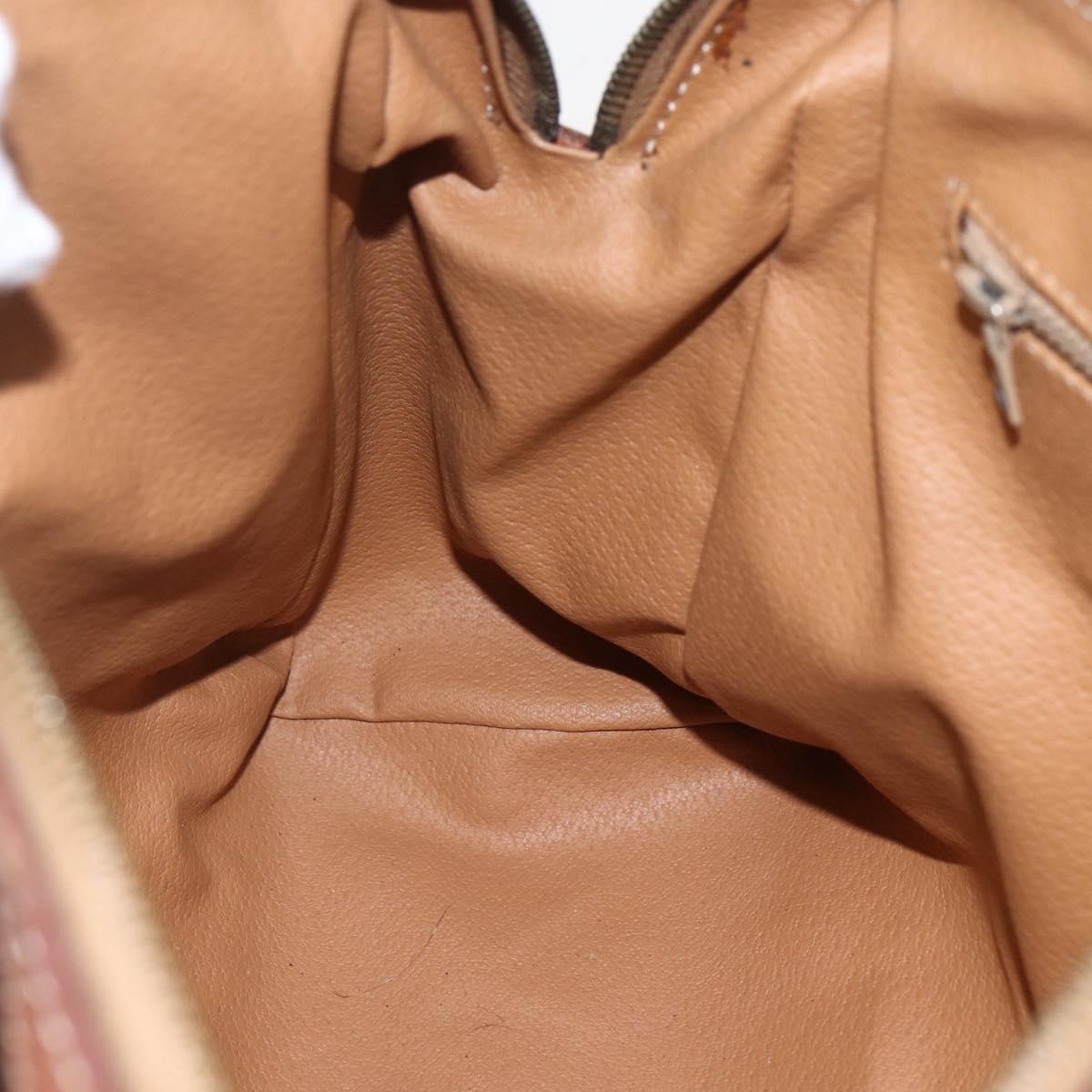 CELINE Macadam Canvas Hand Bag PVC Leather Brown Gold Auth 160202