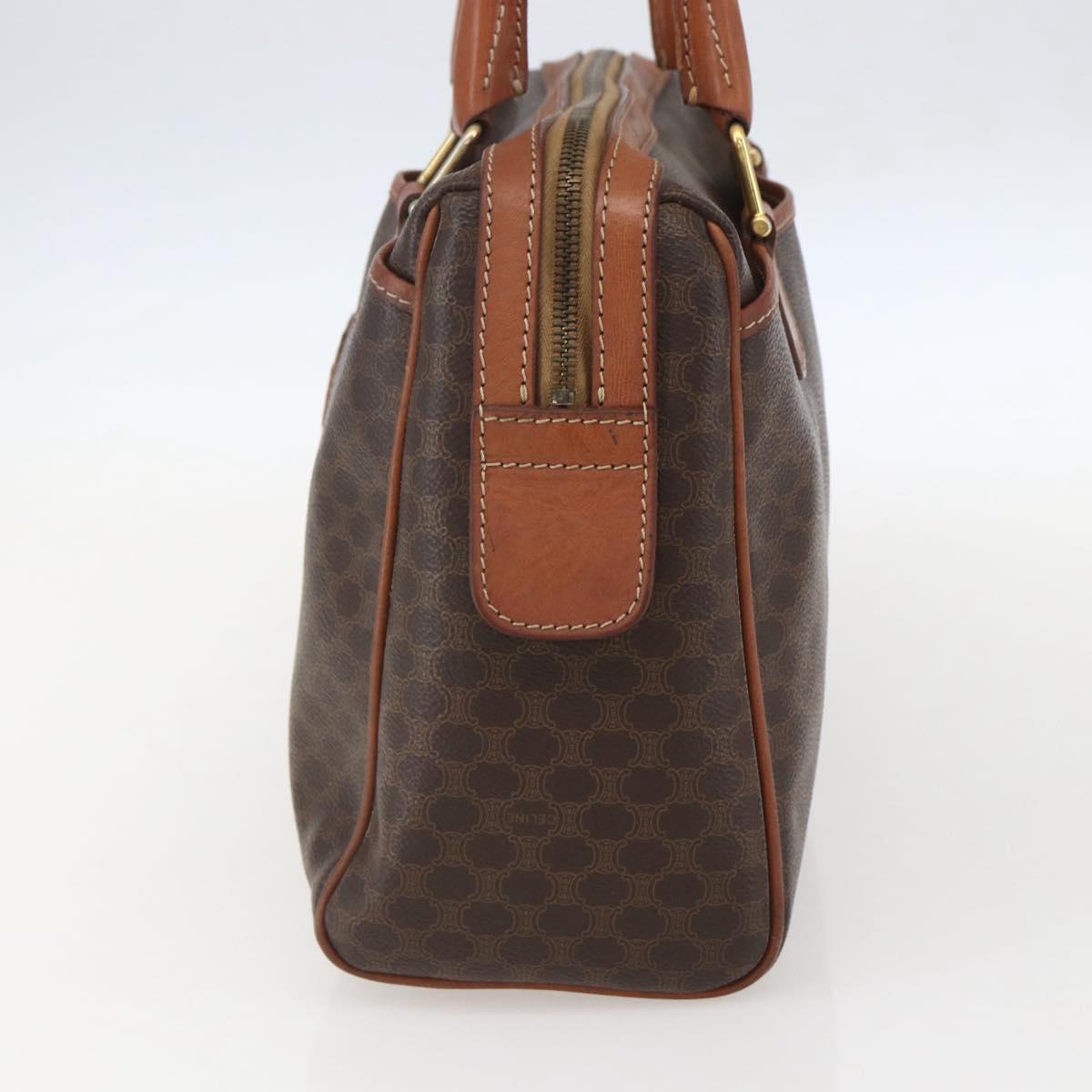 CELINE Macadam Canvas Hand Bag PVC Leather Brown Gold Auth 160202