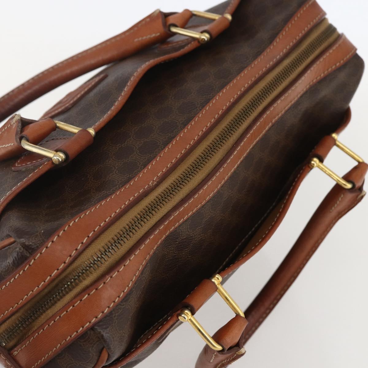CELINE Macadam Canvas Hand Bag PVC Leather Brown Gold Auth 160202