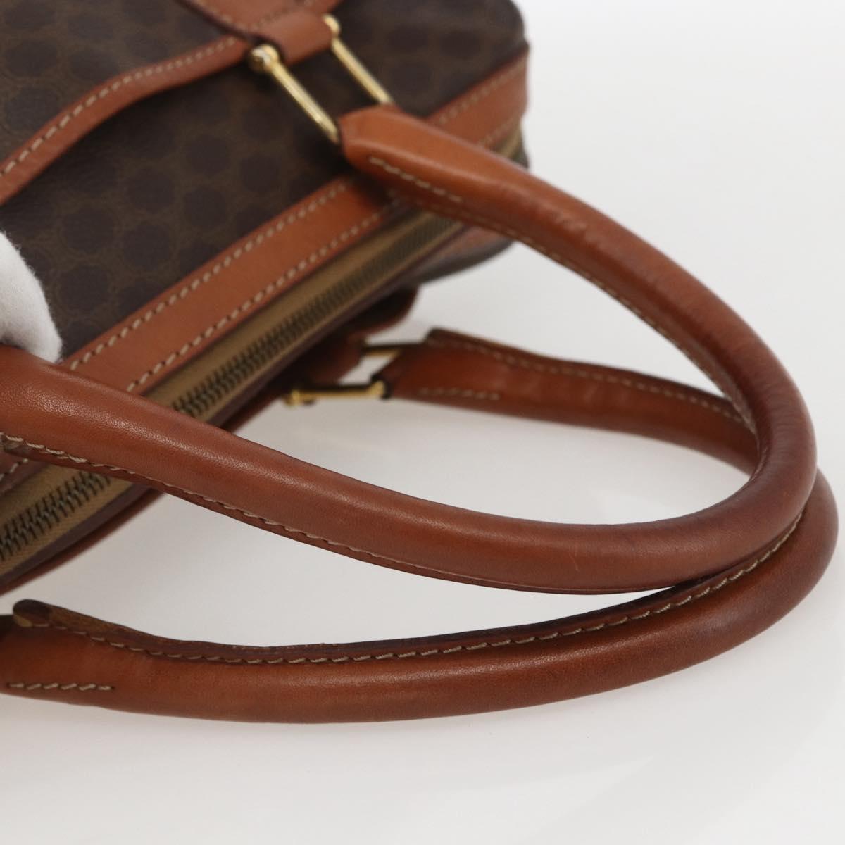 CELINE Macadam Canvas Hand Bag PVC Leather Brown Gold Auth 160202