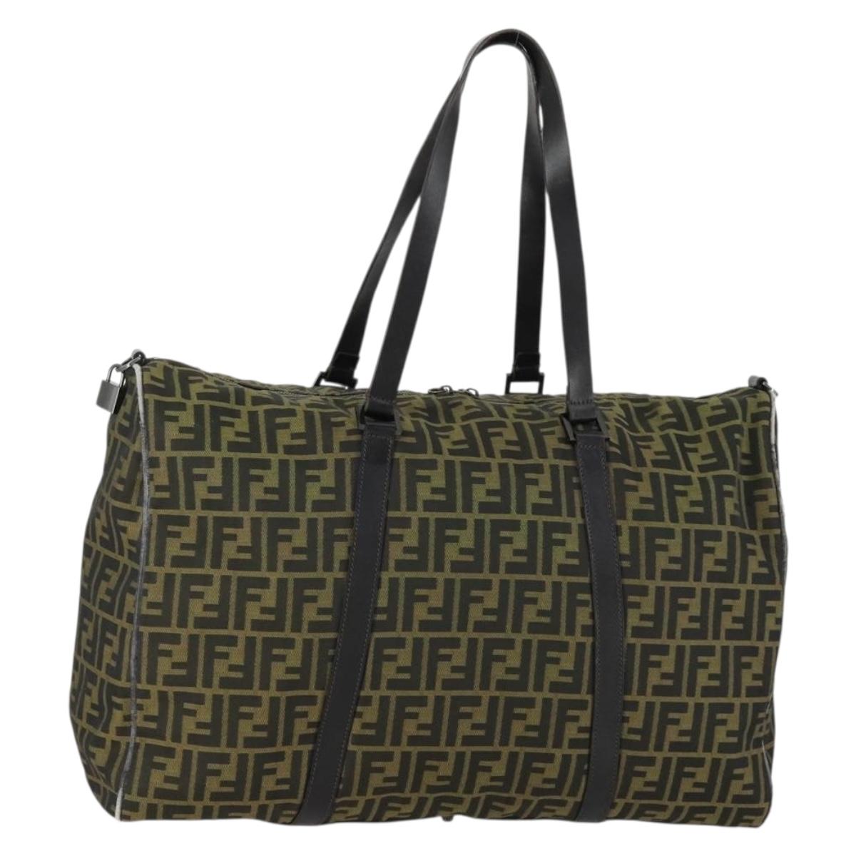 FENDI Zucca Canvas Boston Bag Brown Black Auth 160211