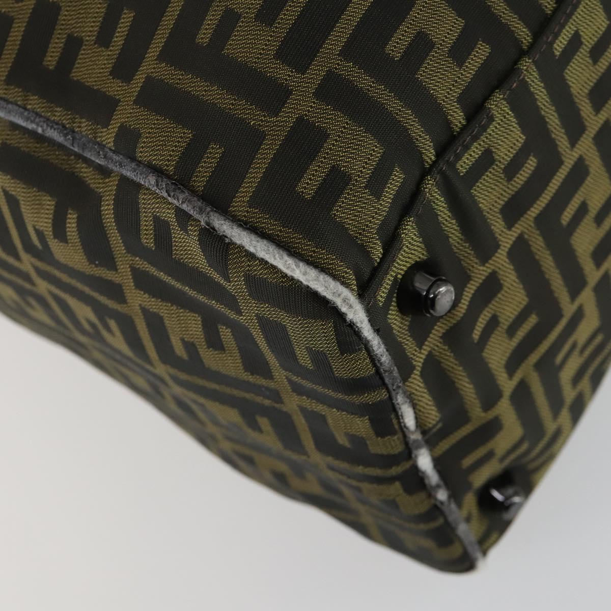 FENDI Zucca Canvas Boston Bag Brown Black Auth 160211