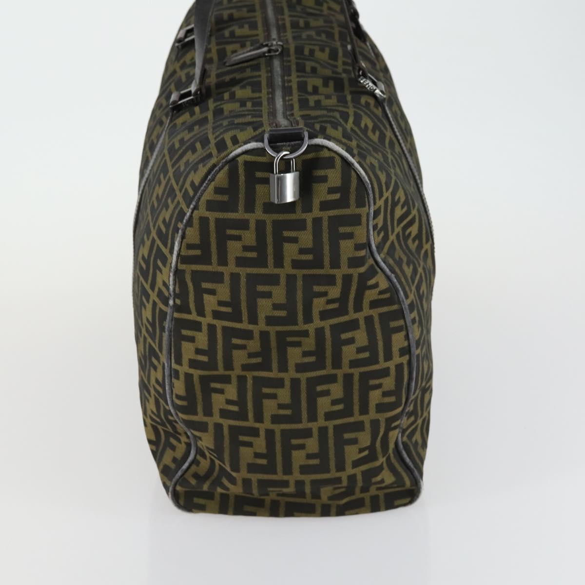 FENDI Zucca Canvas Boston Bag Brown Black Auth 160211