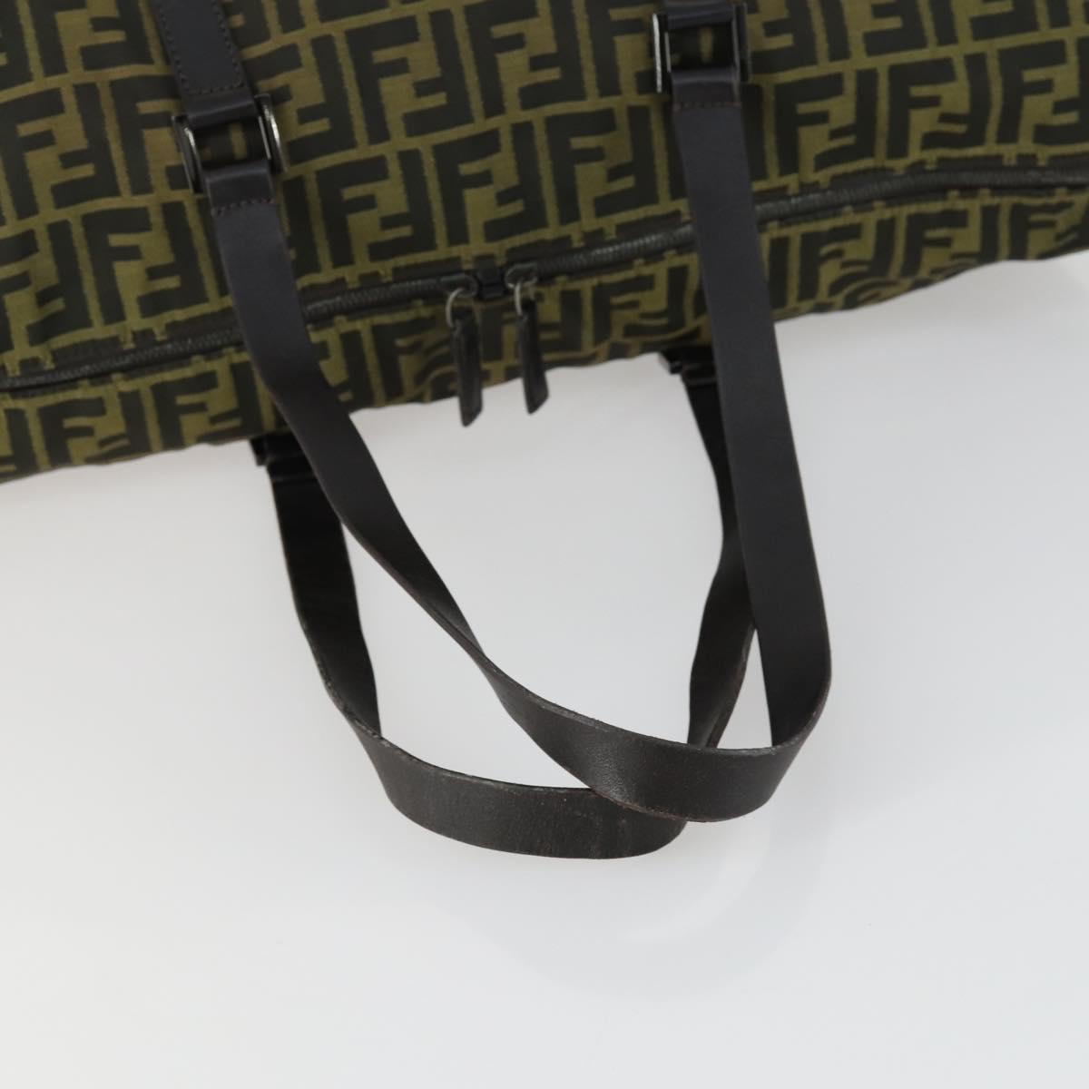 FENDI Zucca Canvas Boston Bag Brown Black Auth 160211