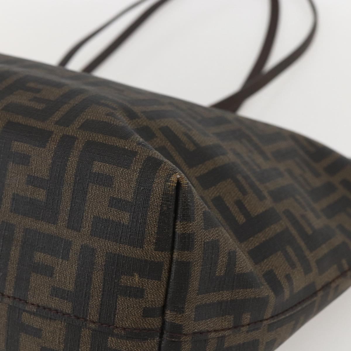 FENDI Zucca Canvas Tote Bag PVC Black Brown Auth 160217