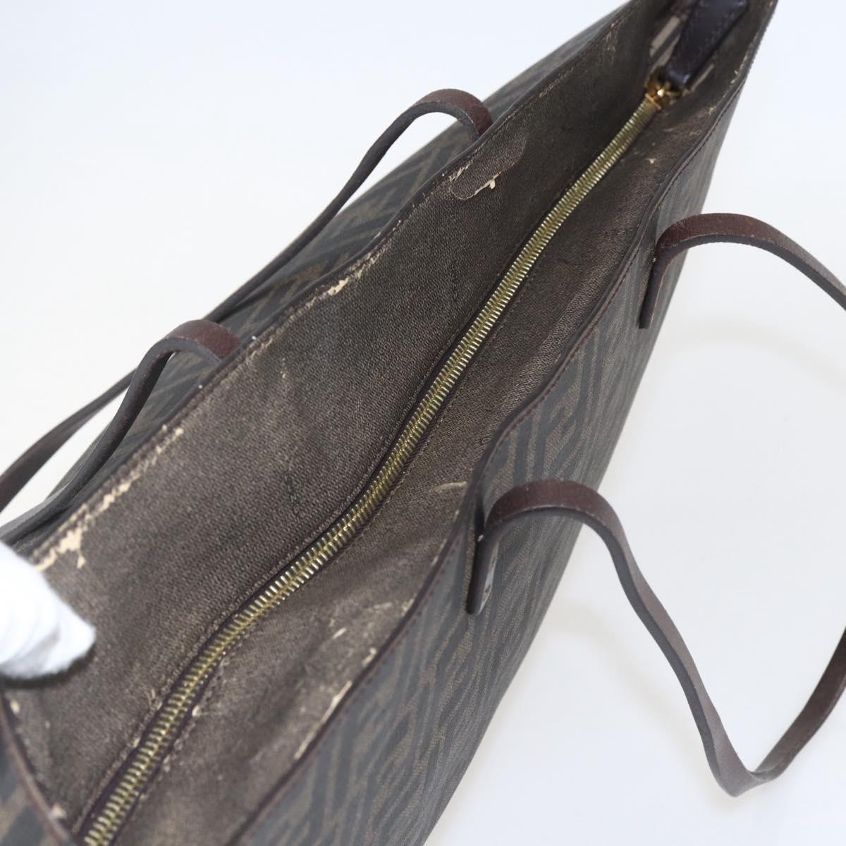 FENDI Zucca Canvas Tote Bag PVC Black Brown Auth 160217