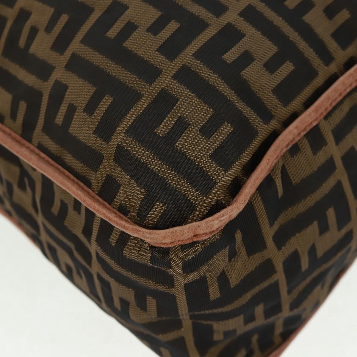 FENDI Zucca Canvas Shoulder Bag Brown Black Auth 160218