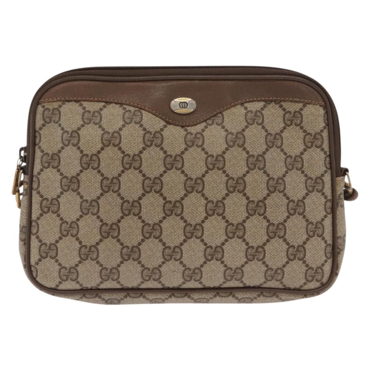 GUCCI GG Supreme Shoulder Bag PVC Beige Gold 97 02 068 Auth 160230