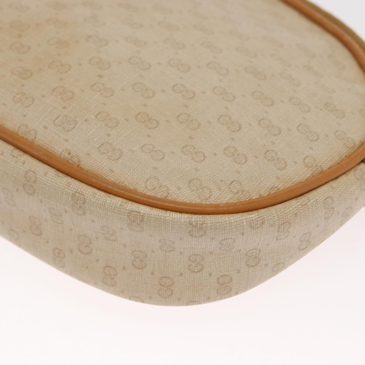 GUCCI Micro GG Supreme Shoulder Bag PVC Cream Gold Auth 160231