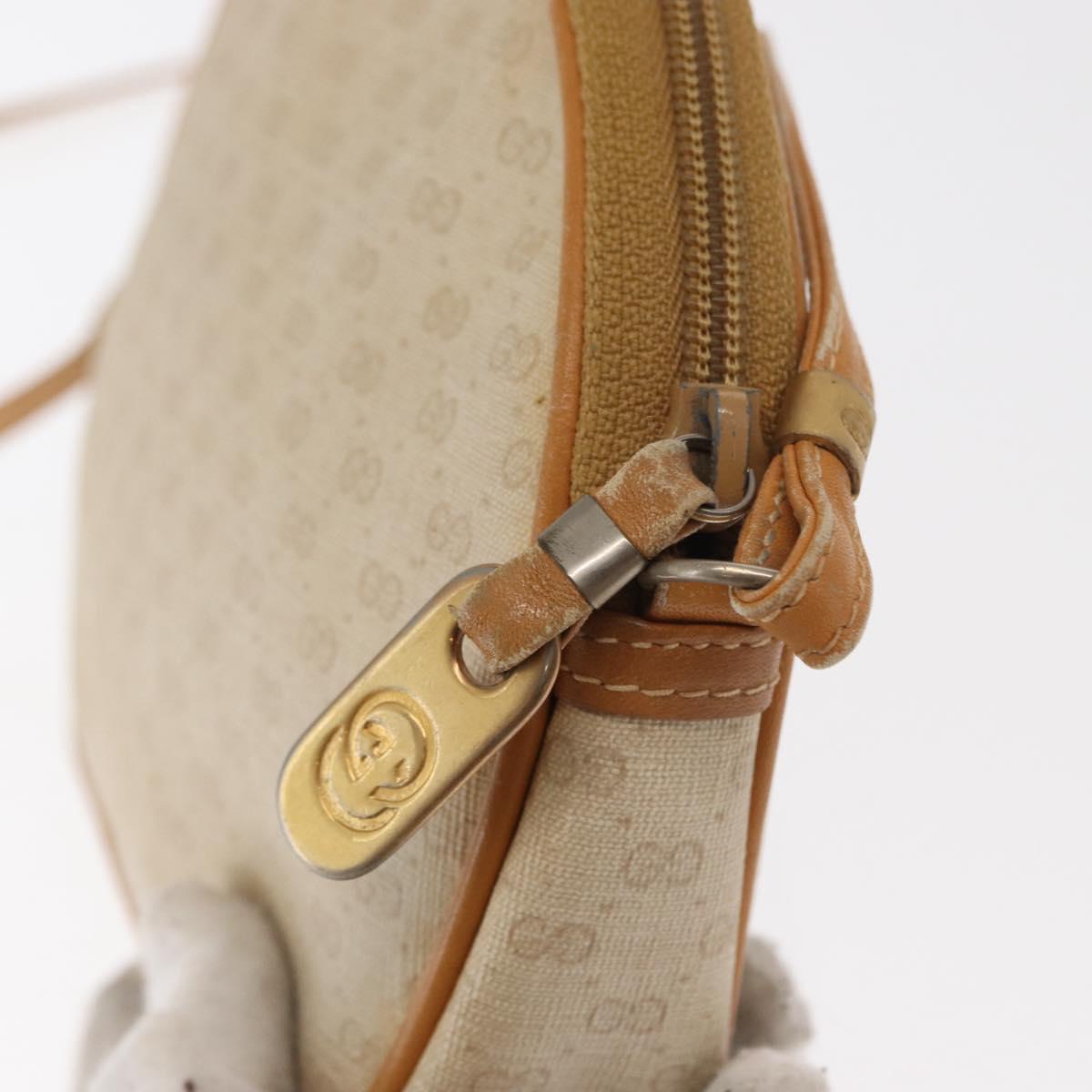 GUCCI Micro GG Supreme Shoulder Bag PVC Cream Gold Auth 160231