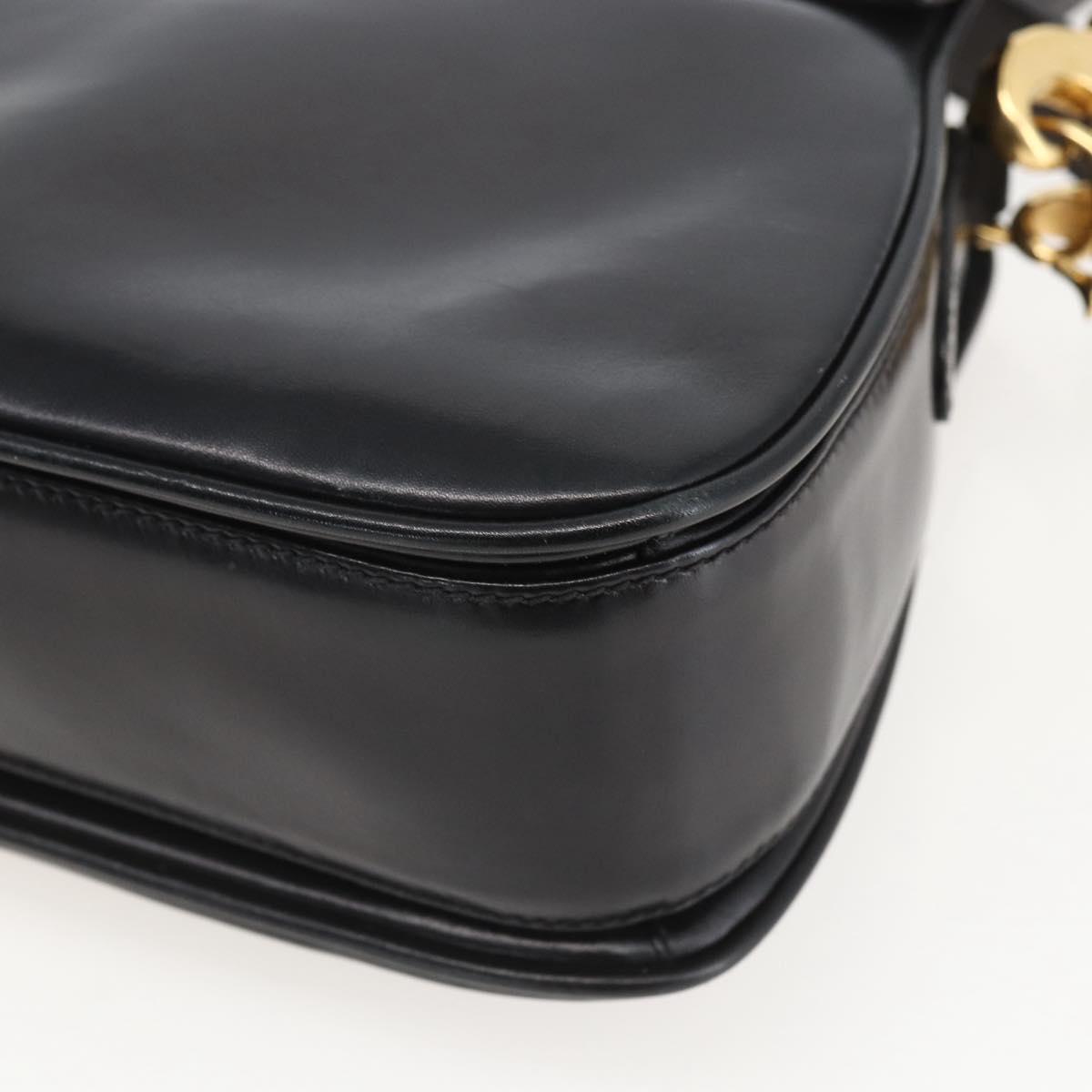 GUCCI Shoulder Bag Leather Black Gold 001 4214 Auth 160233
