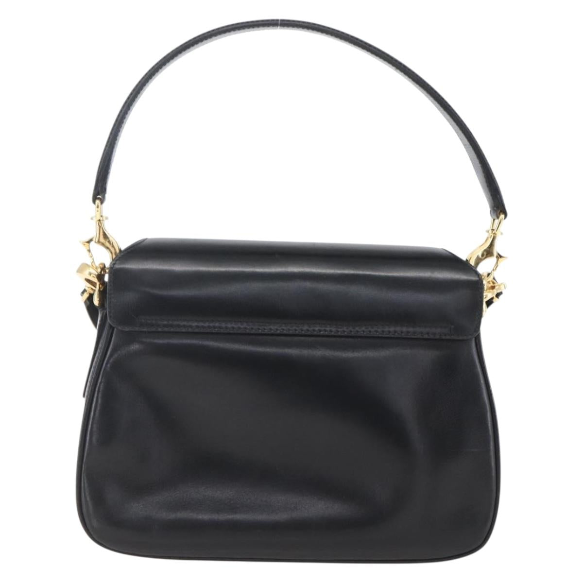 GUCCI Shoulder Bag Leather Black Gold 001 4214 Auth 160233