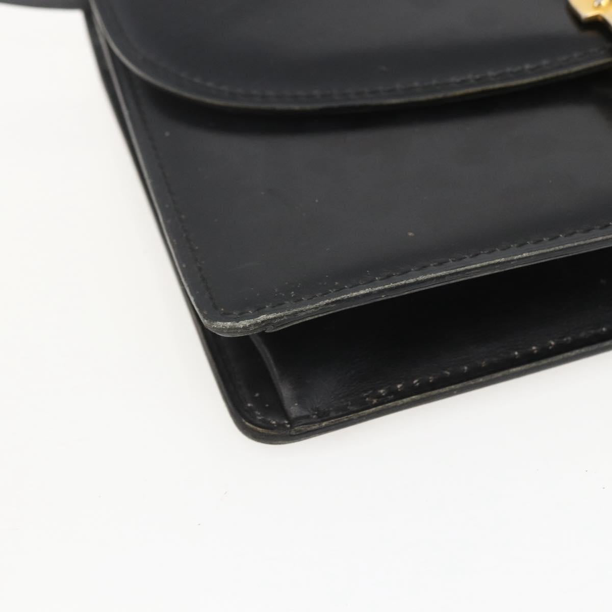 CELINE Shoulder Bag Leather Black Gold Auth 160240