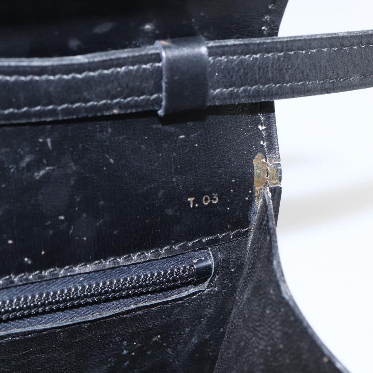 CELINE Shoulder Bag Leather Black Gold Auth 160240