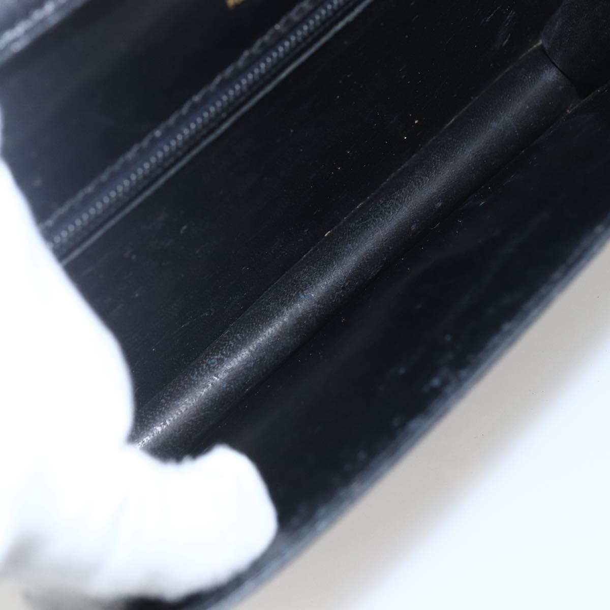 CELINE Shoulder Bag Leather Black Gold Auth 160240