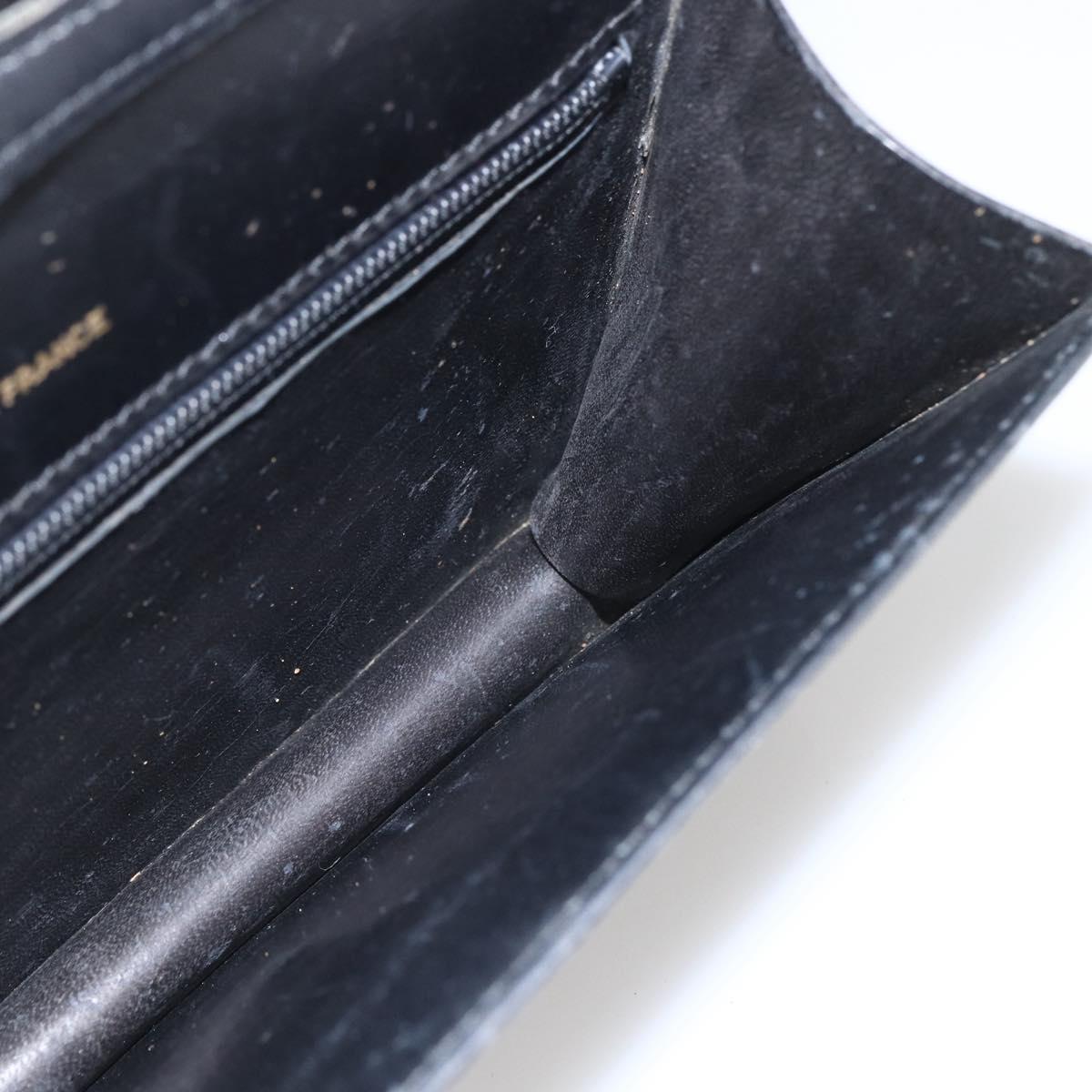 CELINE Shoulder Bag Leather Black Gold Auth 160240