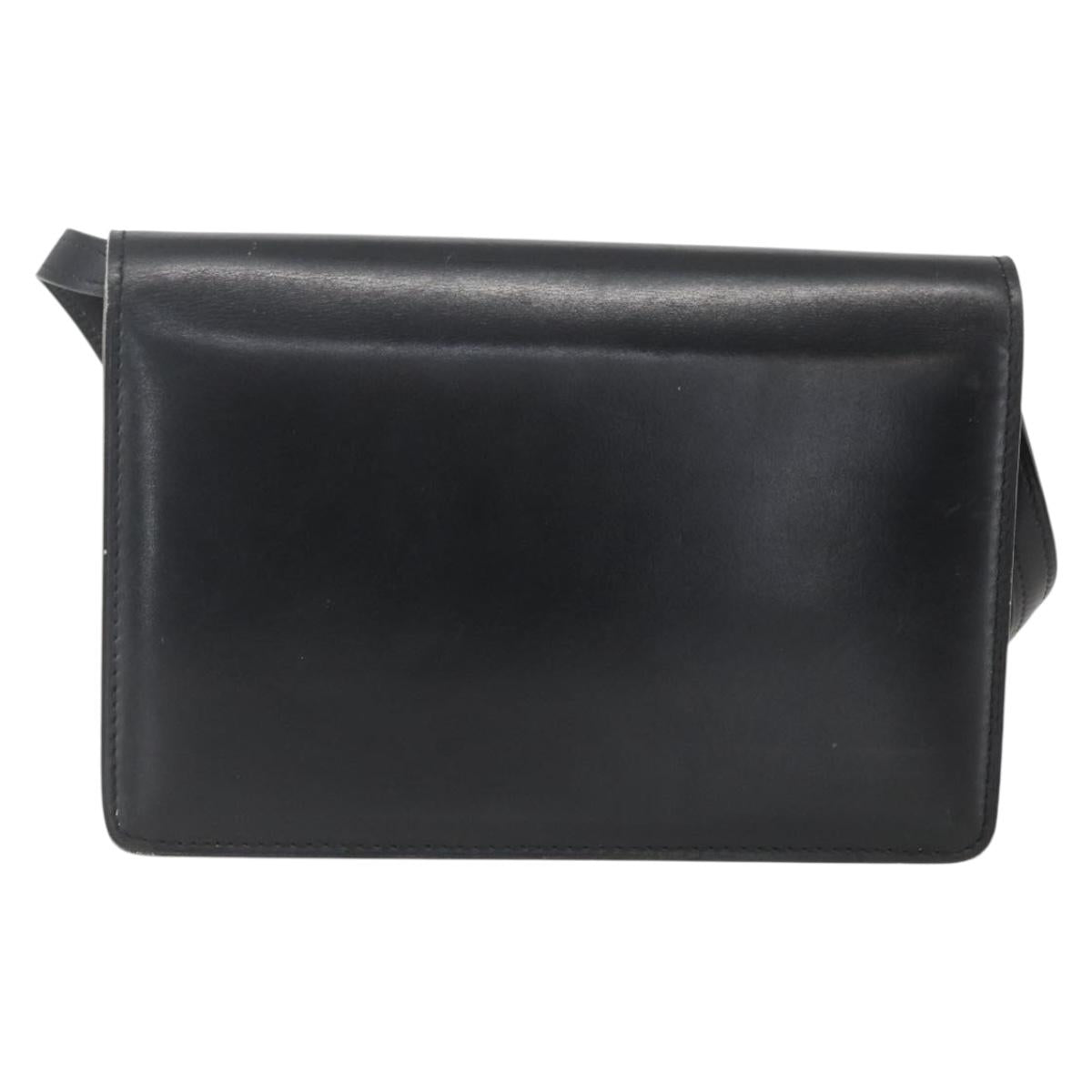 CELINE Shoulder Bag Leather Black Gold Auth 160240