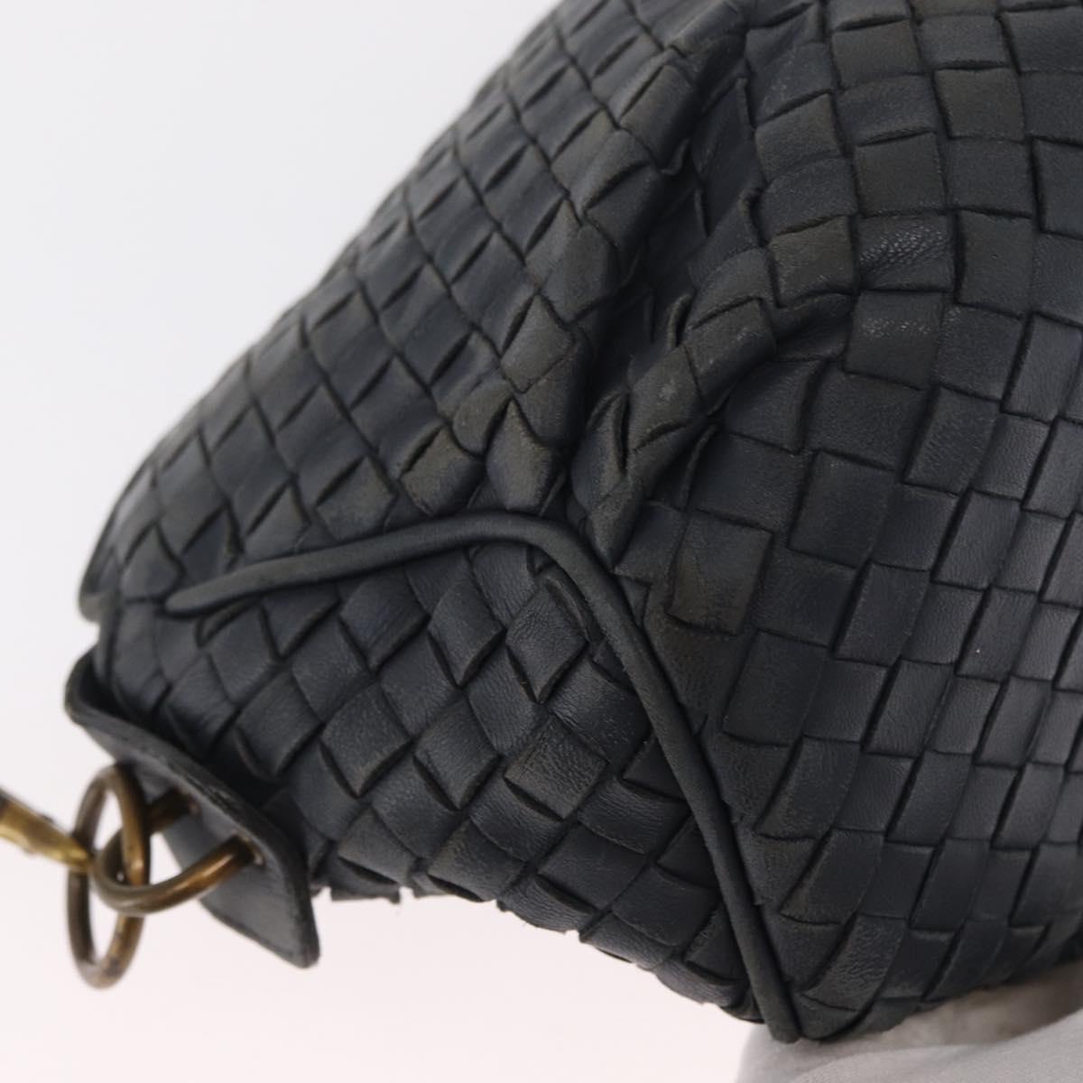 BOTTEGA VENETA INTRECCIATO Shoulder Bag Leather Outlet Navy Auth 160241A