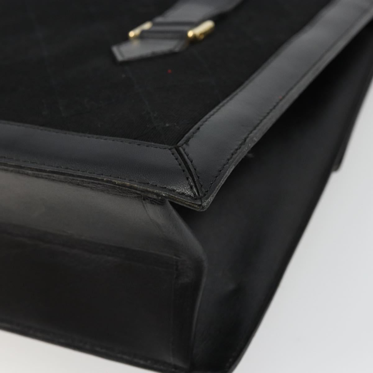 CHANEL Matelasse Hand Bag Cotton Leather Black Gold CC Auth 160252