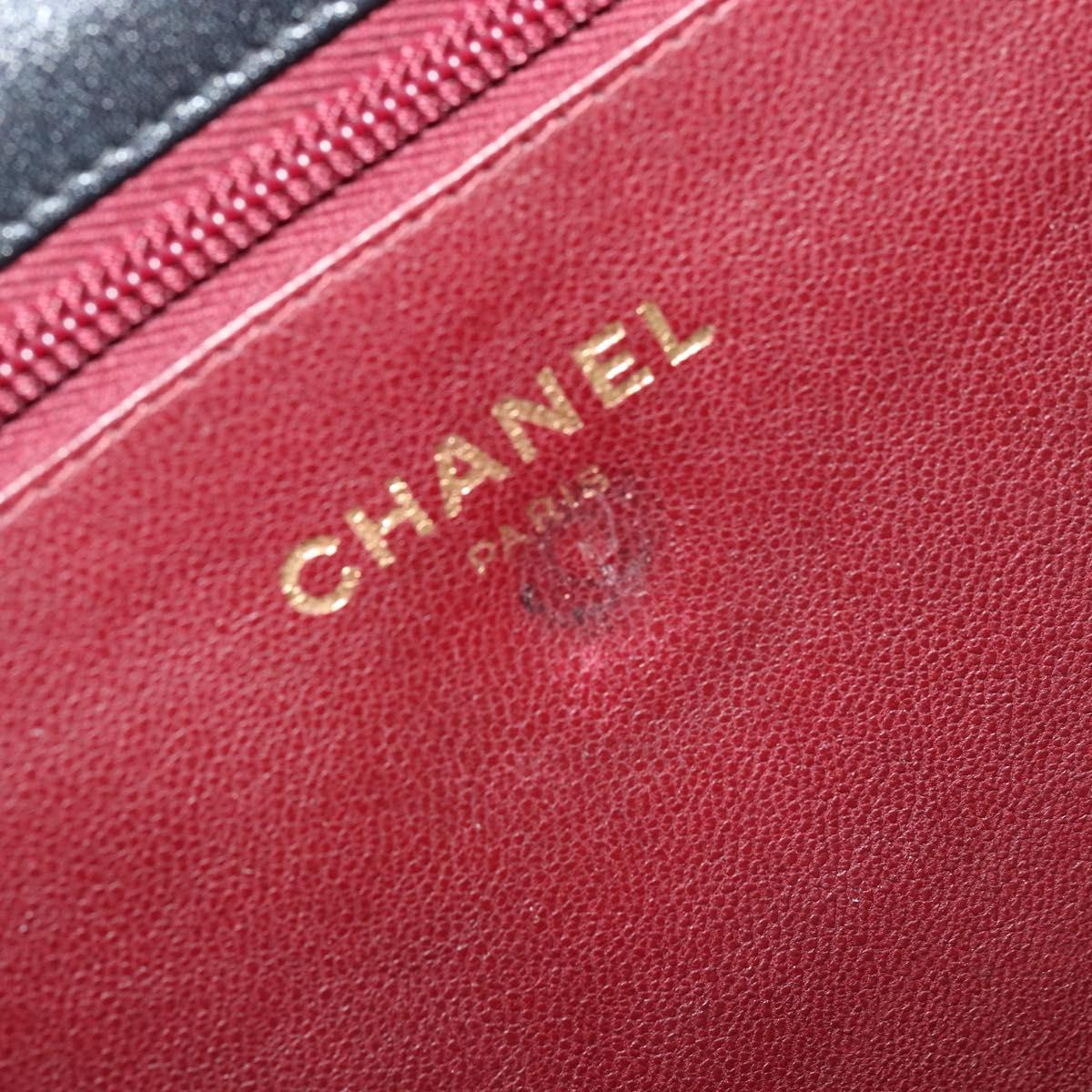 CHANEL Matelasse Hand Bag Cotton Leather Black Gold CC Auth 160252