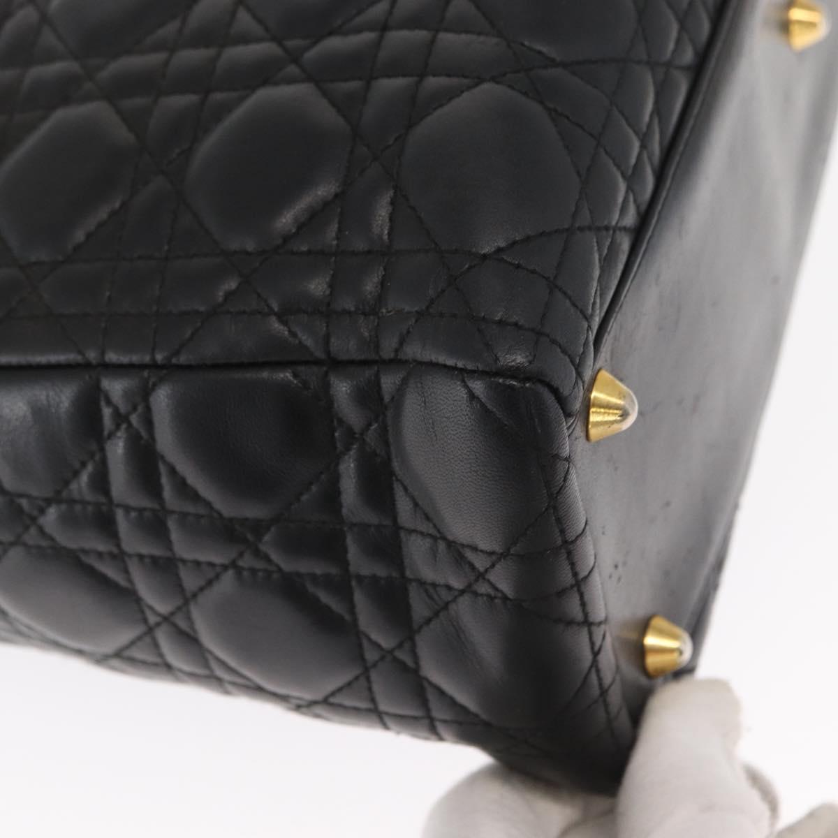 Christian Dior Lady Dior Canage Tote Bag Leather Black Gold Auth 160256