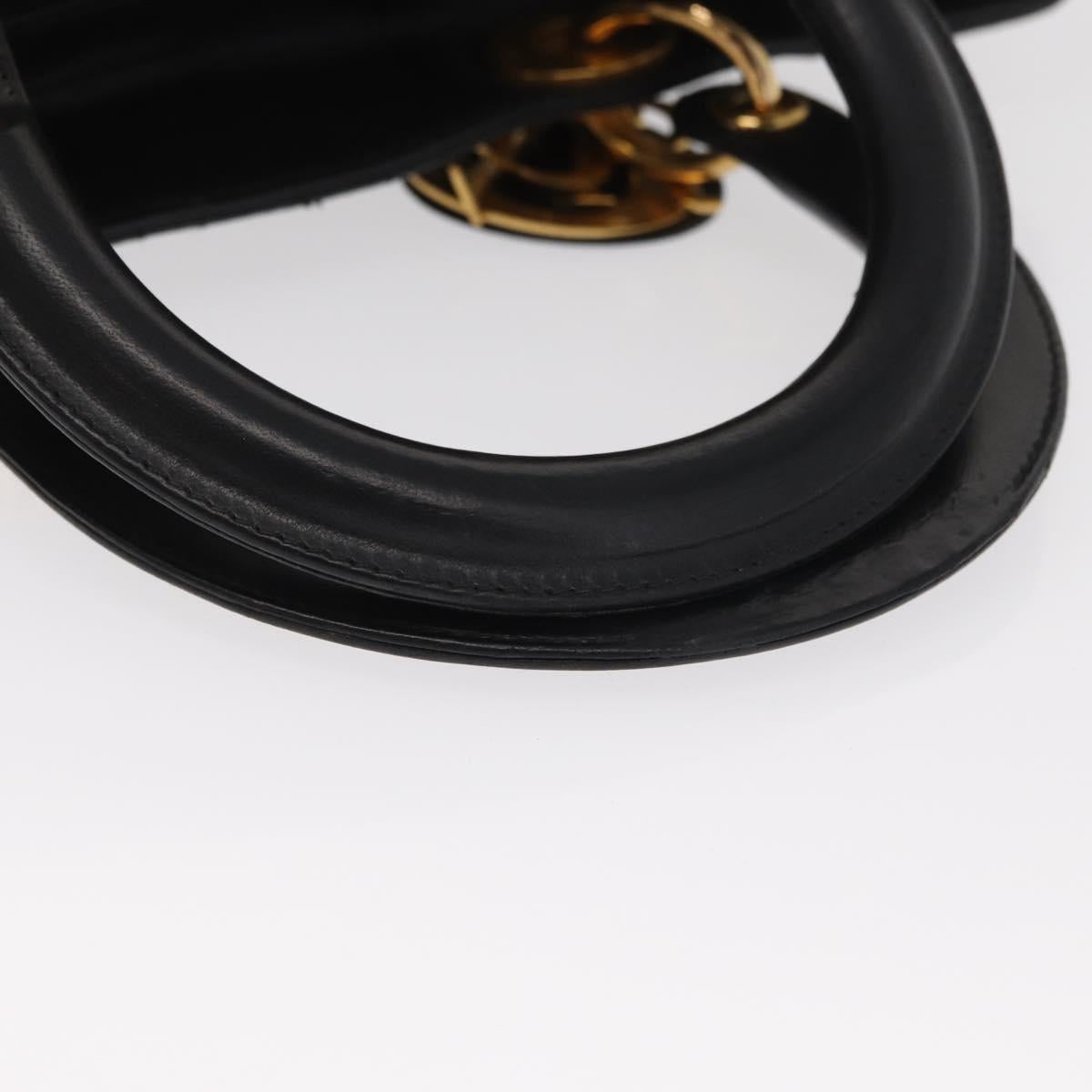 Christian Dior Lady Dior Canage Tote Bag Leather Black Gold Auth 160256
